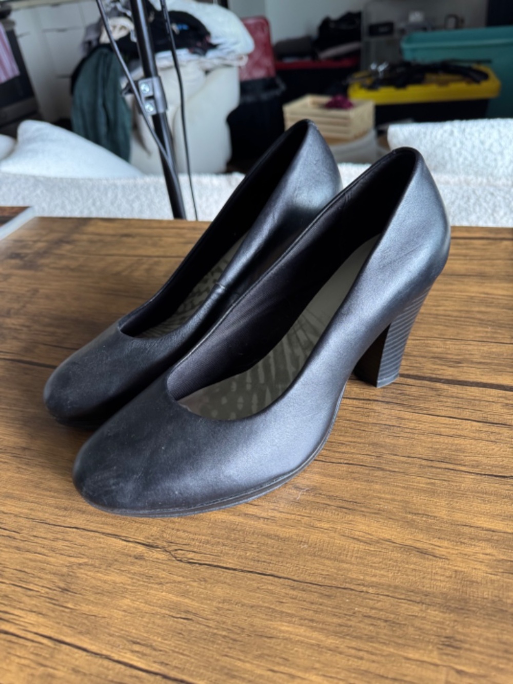 Clarks Professional Leather Tapered Block Heels